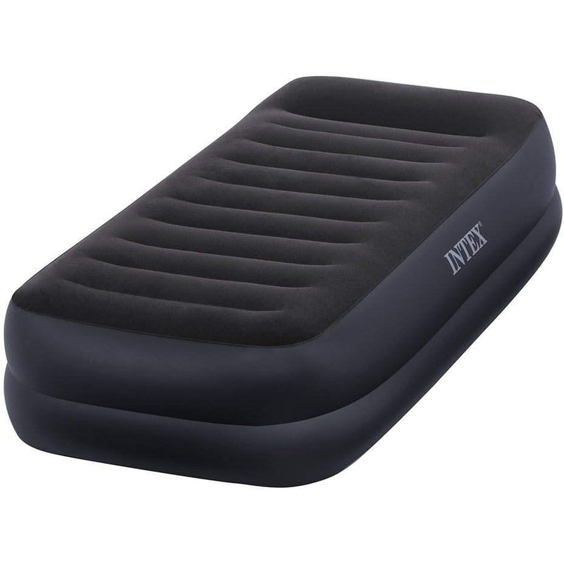 Intex Dura-Beam Series Pillow Rest Raised Airbed with Fiber-Tech Construction and Built-in Pump, Twin, Bed Height 16.5 | Bigbigmart.com