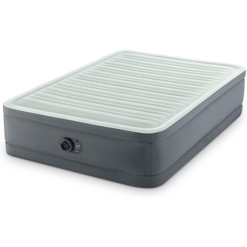 Intex PremAire I Fiber-Tech Elevated Dura Beam Technology Home Air Mattress Bed with Electric Built-in Pump, Full | Bigbigmart.com