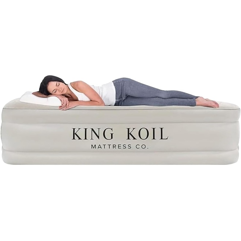King Koil Luxury Air Mattress with Built-in High Speed Pump for Camping, Home & Guests – Air Mattresses Twin Size Airbed Luxury Inflatable Blow Up Mattress Waterproof | Bigbigmart.com