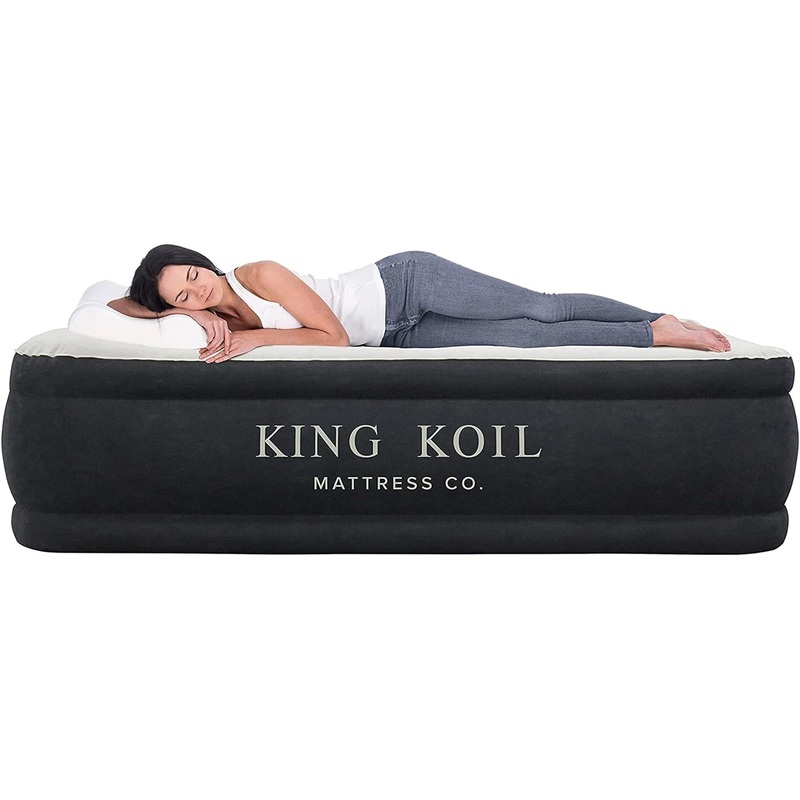 King Koil Luxury Full Size Plush Pillow Top Air Mattress with Built-in High-Speed Pump for Home, Camping & Guests-Inflatable Airbed Double High Blow Up Mattress, Durable, Waterproof – 1-Year Warranty | Bigbigmart.com