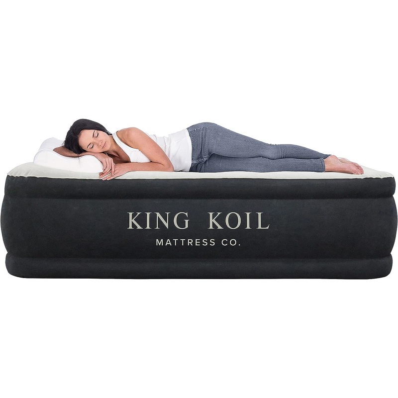 King Koil Plush Pillow Top Luxury Twin Air Mattress with Built-in High-Speed Pump for Camping, Home & Guests – Airbed Inflatable Blow Up Mattress, Waterproof, 1-Year Manufacturer Warranty | Bigbigmart.com