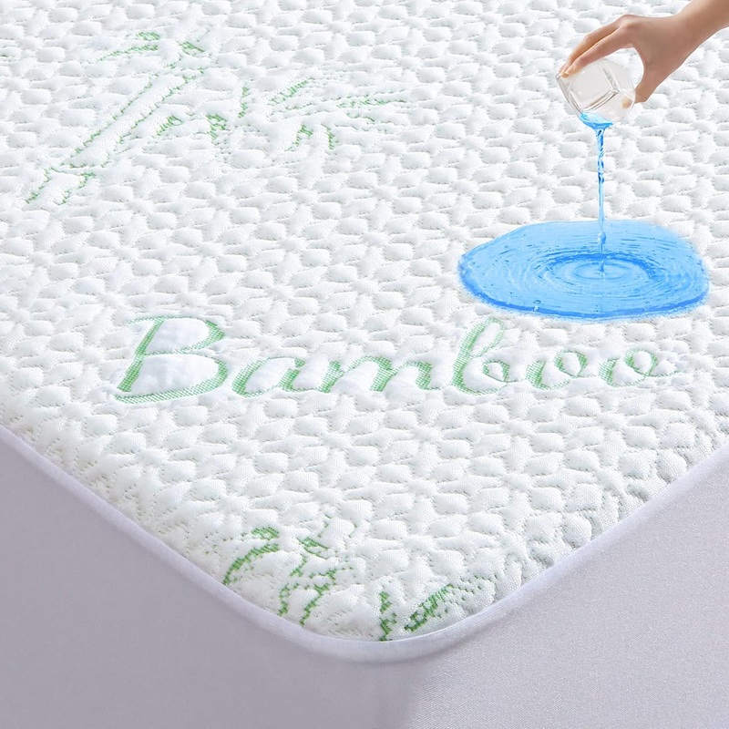 King Mattress Protector, Breathable Bamboo Viscose Waterproof King Size Mattress Pad Cover with 6-18 inches Deep Pocket | Bigbigmart.com