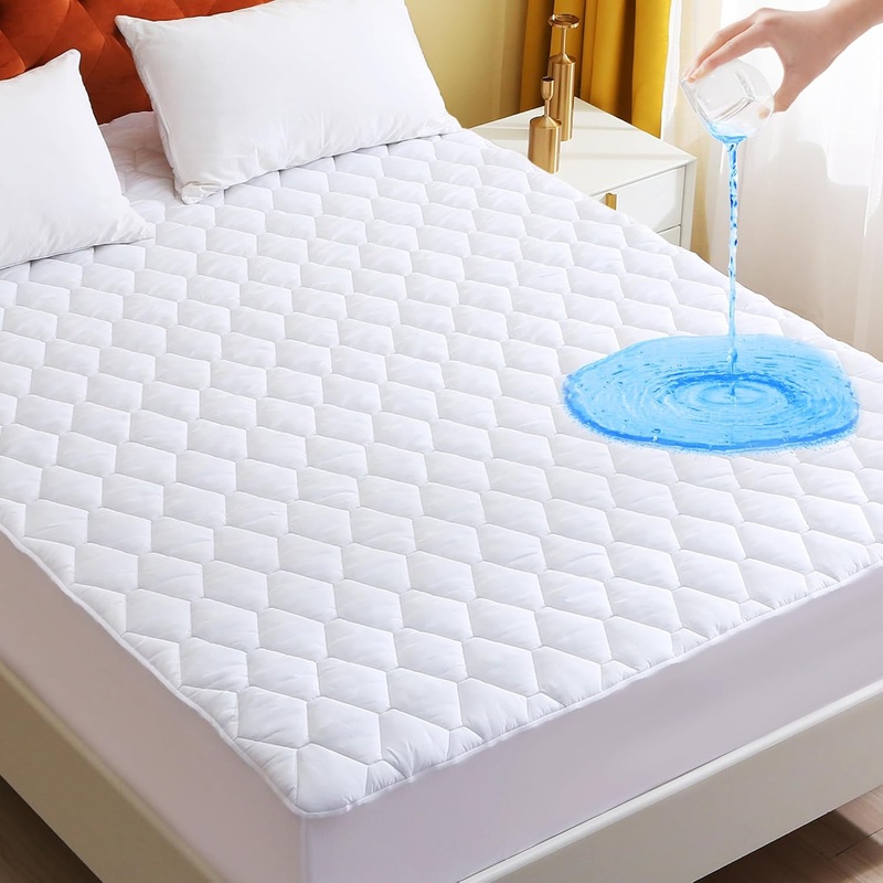 King Mattress Protector, Cooling Waterproof King Size Mattress Pad Cover, 3D Air Soft King Size Mattress Cover for 6-18 Inches Mattress, Grey | Bigbigmart.com