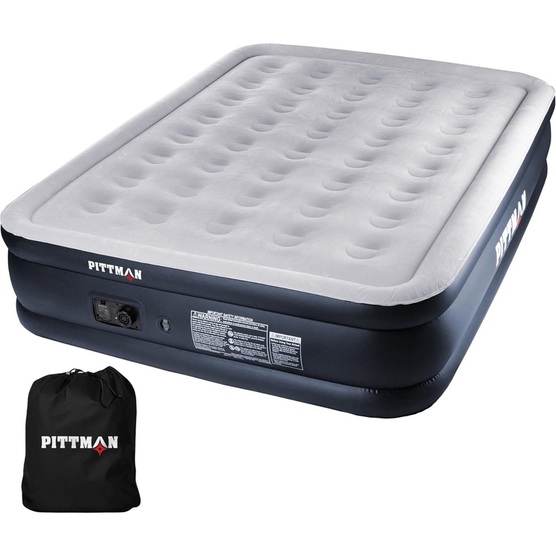 Pittman 18 Queen Air Mattress with Built in Pump – Comfort Series Queen Blow Up Mattress, Inflates & Deflates Fast, Folds Away – Treat Your Guests to A Luxury Air Mattress Queen with Built in Pump | Bigbigmart.com