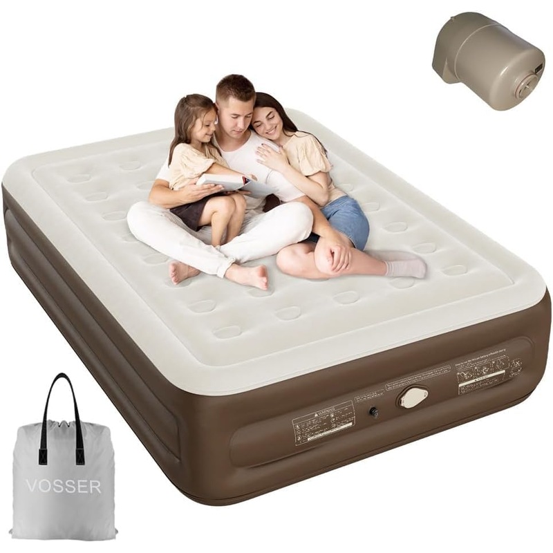 Queen Air Mattress with Built-in Pump,18” Self Inflatable Mattress with Cordless Removable Lithium Battery Pump, Blow Up Mattress with Storage Bag,Foldable Rest Airbed for Home, Camping & Guests | Bigbigmart.com