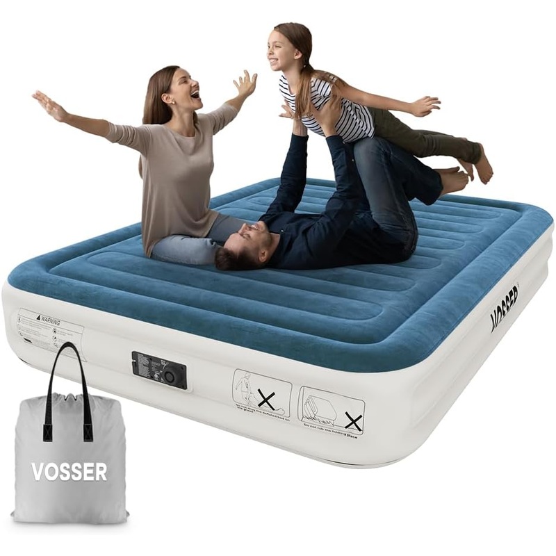 Queen Air Mattress with Built-in Pump,Fast & Easy Inflation/Deflation Inflatable Mattress, Foldable Blow Up Mattress with Storage Bag, Inflatable Bed for Home, Camping & Guests, Queen 15 inch | Bigbigmart.com