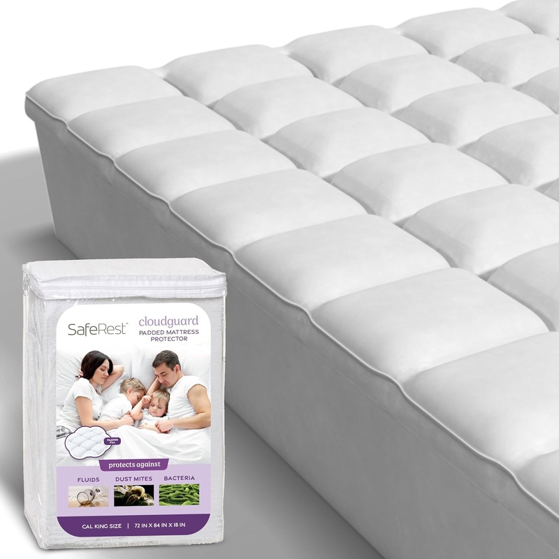 SafeRest CloudGuard – Twin Size Hybrid Mattress Protector & Pad (Extra Padded) – 100% Waterproof Quilted Pillow Top Mattress Cover – Thick, Plush & Fitted Mattress Topper for Bed | Bigbigmart.com