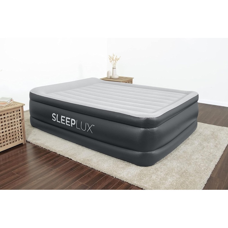 SleepLux Durable Inflatable Air Mattress with Built-in Pump, Pillow and USB Charger, Queen 22 | Bigbigmart.com