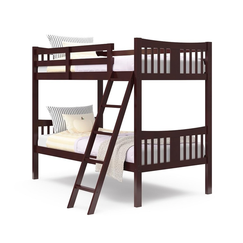Storkcraft Caribou Bunk Bed Twin Over Twin Bunk Bed (Espresso) – GREENGUARD Gold Certified, Twin Bunk Beds for Kids, Converts to 2 Individual Twin Beds, Bunk Beds for Kids | Bigbigmart.com