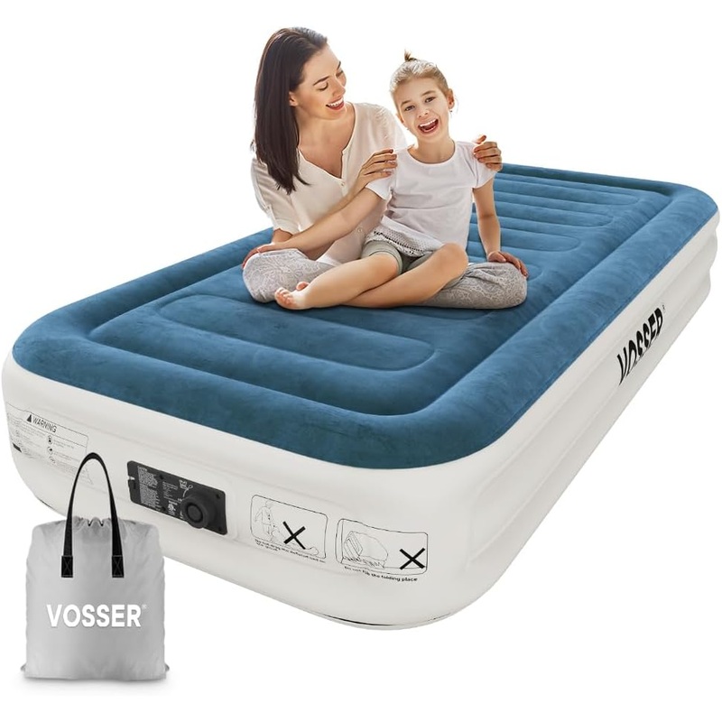 Twin Air Mattress with Built-in Pump,Fast & Easy Inflation/Deflation Inflatable Mattress, Foldable Blow Up Mattress with Storage Bag, Inflatable Bed for Home, Camping & Guests, Twin 15 inch | Bigbigmart.com