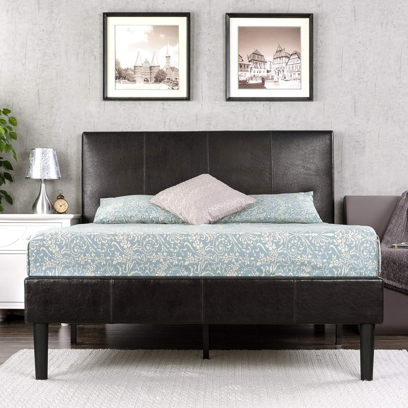 Zinus Gerard Faux Leather Upholstered Platform Bed Frame / Mattress Foundation / Wood Slat Support / No Box Spring Needed / Easy Assembly, Full | Bigbigmart.com
