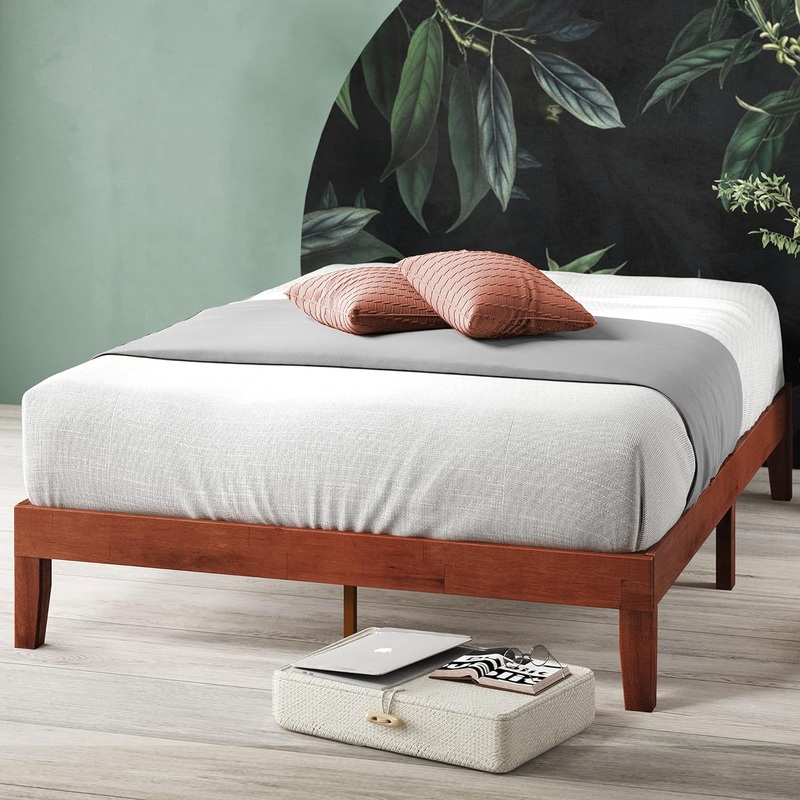 ZINUS Wen Wood Platform Bed Frame / Solid Wood Foundation / Wood Slat Support / No Box Spring Needed / Easy Assembly, Queen | Bigbigmart.com