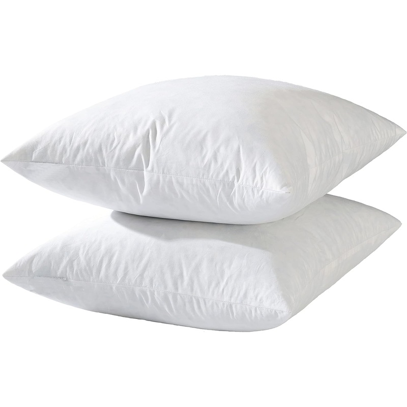 22×22 Decorative Throw Pillow Inserts-Down Feather Pillow Inserts-Square-Cotton Fabric-Set of 2-White. | Bigbigmart.com