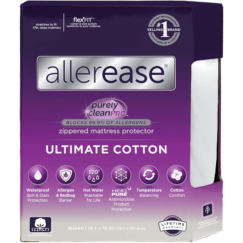 AllerEase Ultimate Allergy Protection and Comfort Zippered Mattress Protector, Twin | Bigbigmart.com