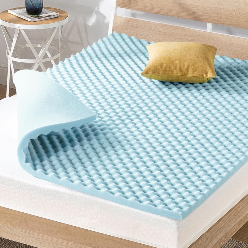 Best Price Mattress 1.5 Inch Egg Crate Memory Foam, Cooling Gel Infusion, King Mattress Topper, Blue (ECMF-GM1.5K) | Bigbigmart.com