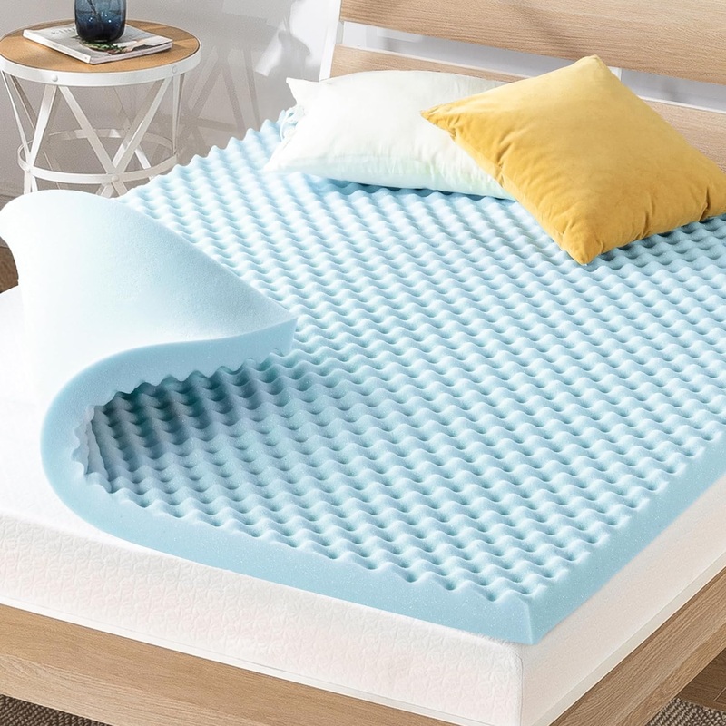 Best Price Mattress 3 Inch Egg Crate Memory Foam, Cooling Gel Infusion, Full Mattress Topper, Blue (ECMF-GM3F) | Bigbigmart.com