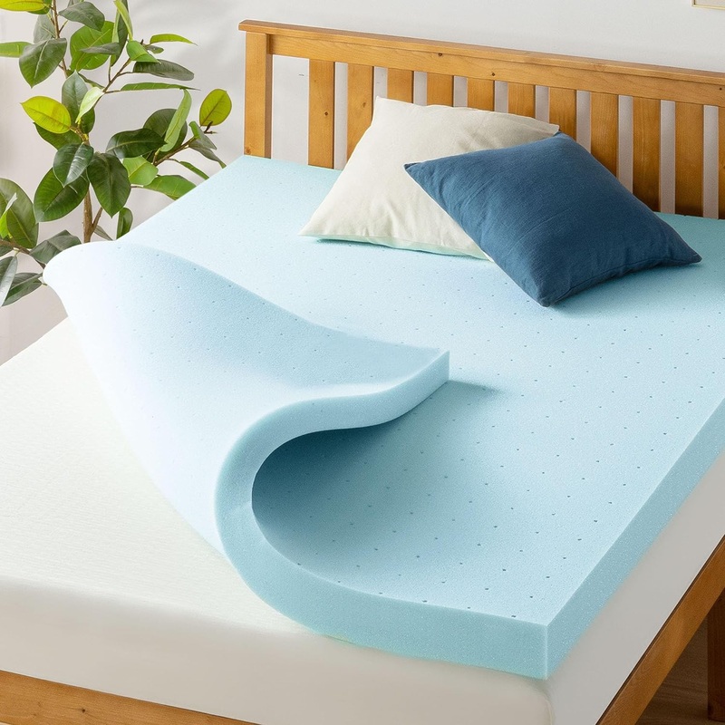 Best Price Mattress 4 Inch Ventilated Memory Foam Mattress Topper, Cooling Gel Infusion, CertiPUR-US Certified, Twin XL Blue | Bigbigmart.com