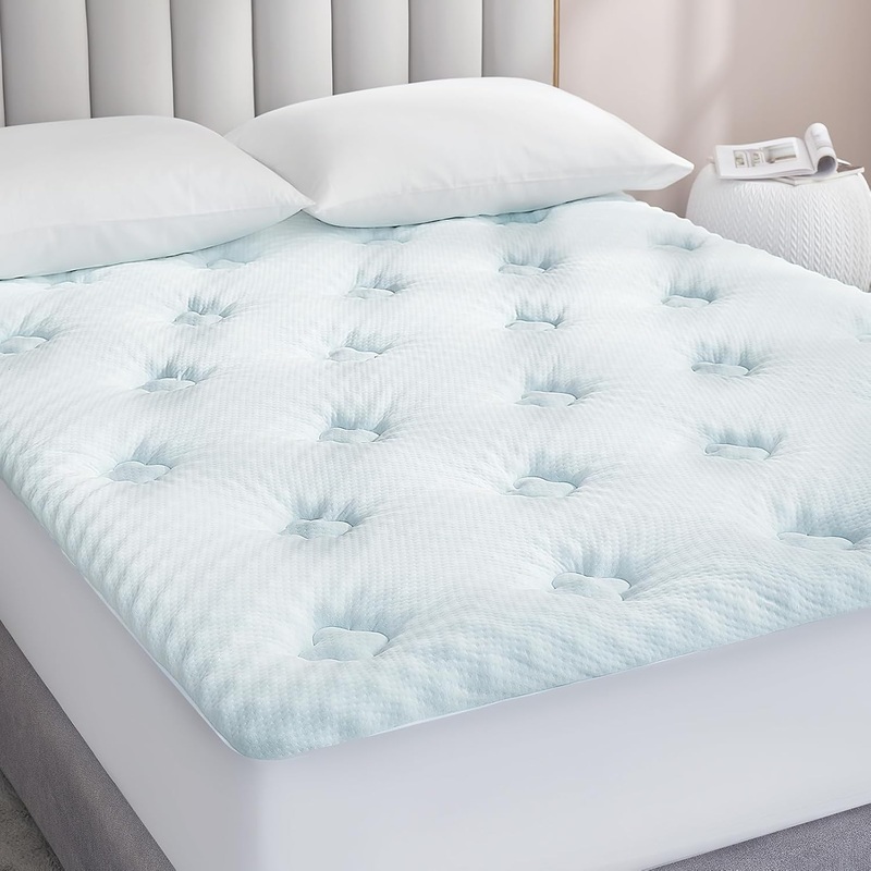 Hansleep Memory Foam Mattress Topper Full, Gel Mattress Topper Full Size with Deep Pocket, Breathable Pillow Top Mattress Pad Cover for Double Bed, 54×75 Inches, White | Bigbigmart.com