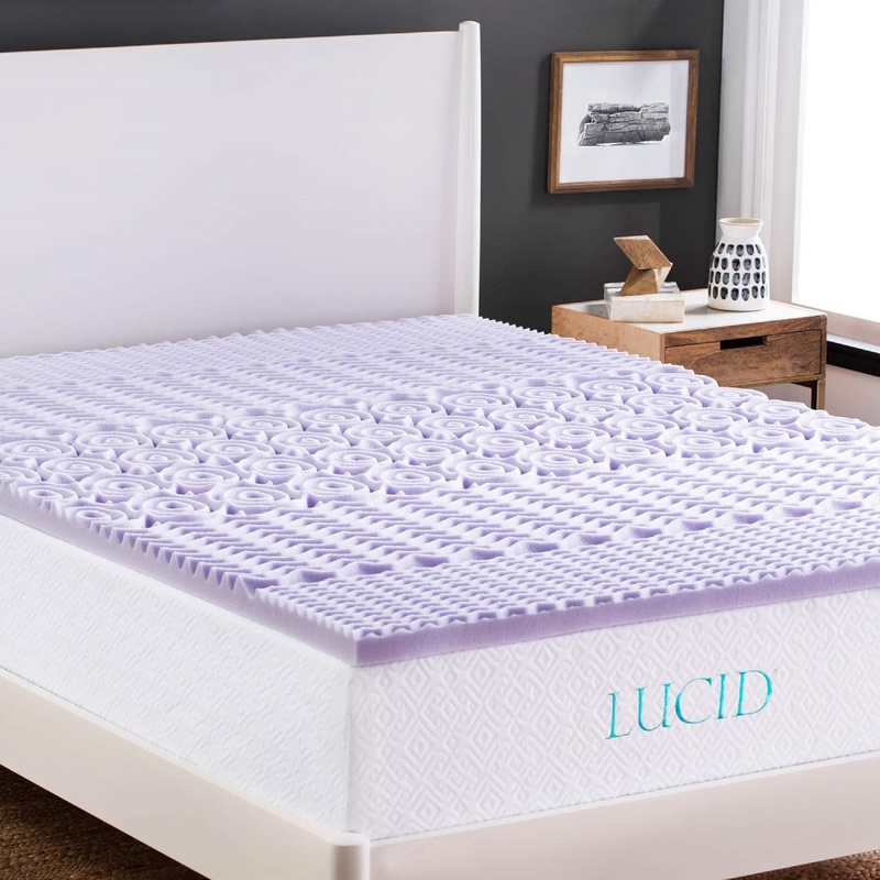 LUCID 2 Inch 5 Zone Lavender Memory Foam King Mattress Topper | Bigbigmart.com