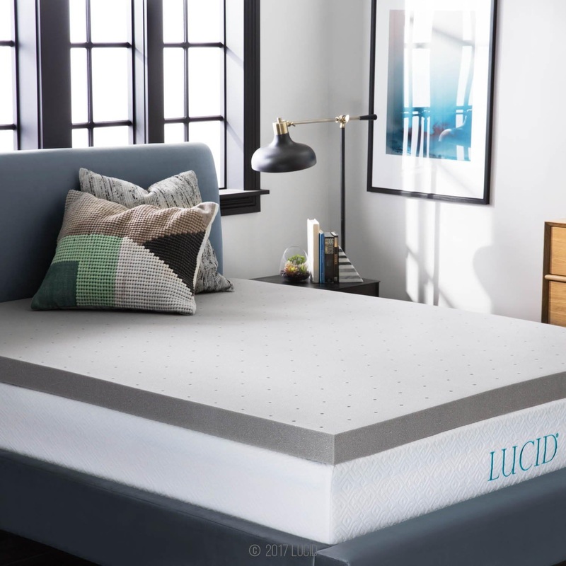 LUCID Bamboo Charcoal Infused Memory, 3 Inch, Hypoallergenic, Cooling Ventilation, CertiPUR-Certified Foam Mattress Topper, Twin XL | Bigbigmart.com