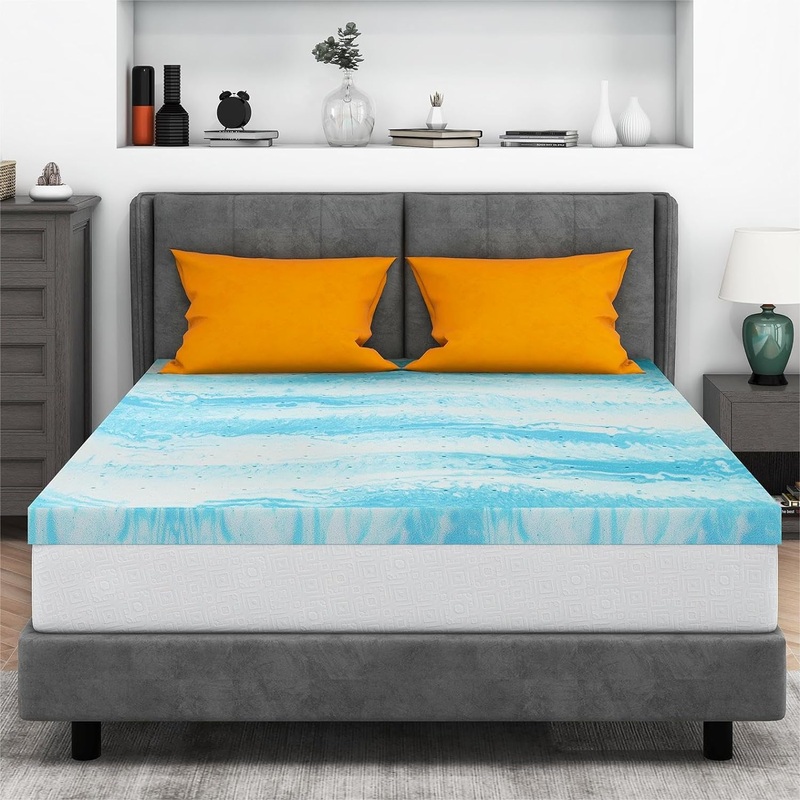 Mattress Topper Twin, 3 Inch Gel Memory Foam Bed Topper for Twin Size Bed, CertiPUR-US Certified, Blue | Bigbigmart.com