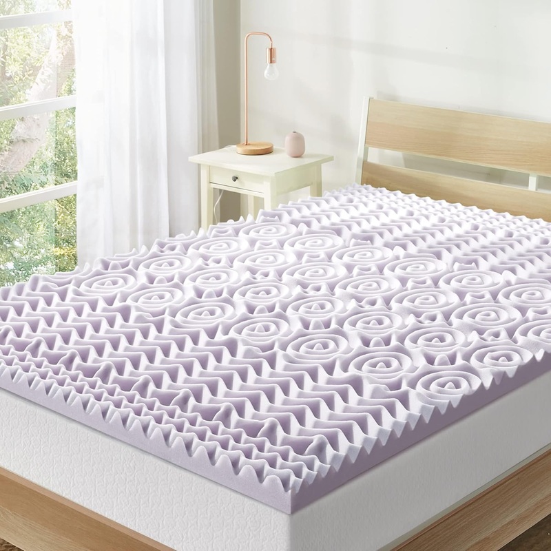 Mellow 2 Inch 5-Zone Memory Foam, Soothing Lavender Infusion, King Mattress Topper | Bigbigmart.com