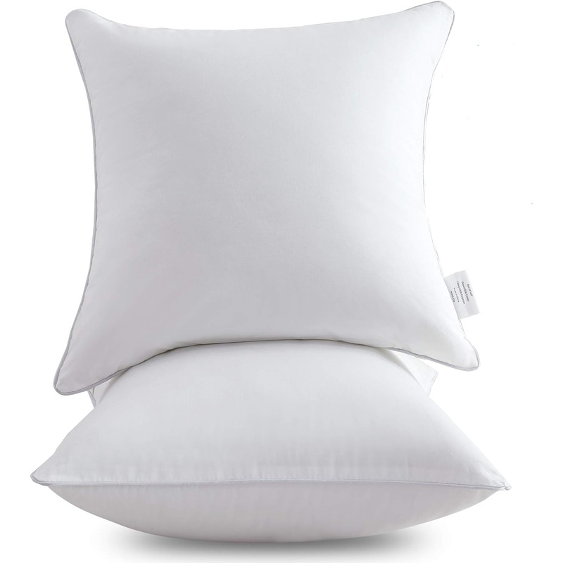Oubonun 22 x 22 Throw Pillow Inserts (Set of 2) with 100% Cotton Cover – 22 Inch Square Interior Sofa Decorative Pillow Insert Pair – White Couch Pillow | Bigbigmart.com