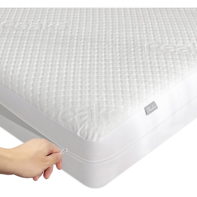 Queen Size Bamboo Rayon Mattress Protector with Zipper – 100% Waterproof Zippered Mattress Cover – Soft & Cooling Noiseless Bed Mattress Covers – Top Removable Mattress Encasement 10-12 Deep | Bigbigmart.com