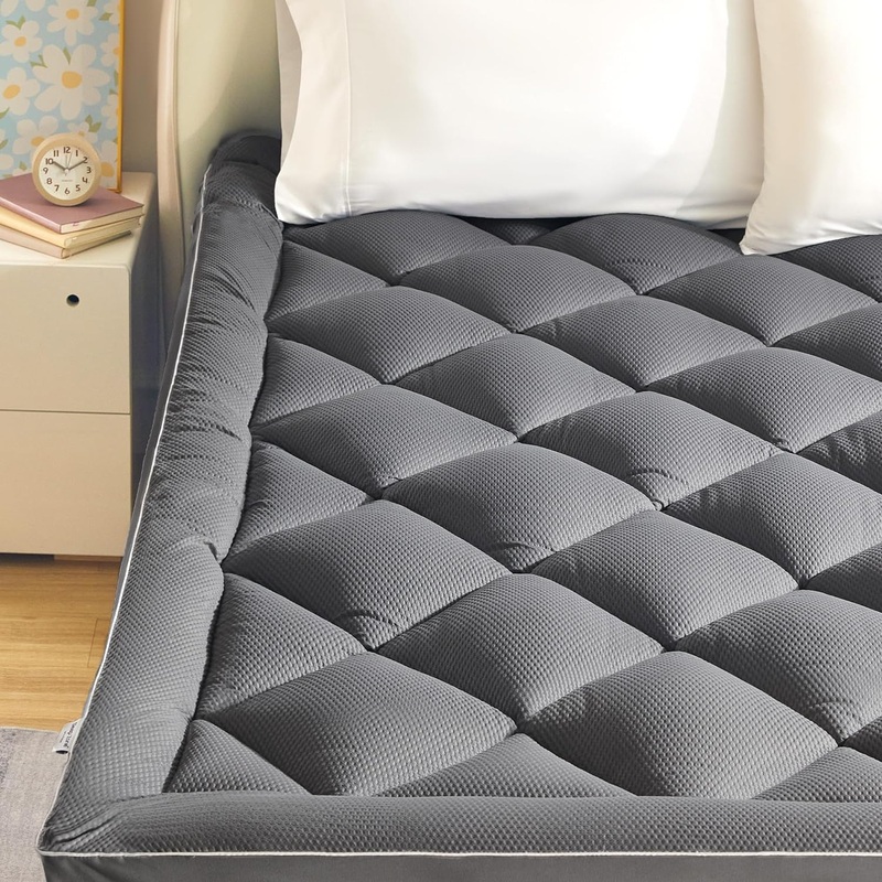 SLEEP ZONE Extra Thick Twin Mattress Topper for Back Pain, Plush Breathable Thick Mattress Pad Cover, Down Alternative Soft Bed Topper with Elastic Fitted Deep Pocket | Bigbigmart.com