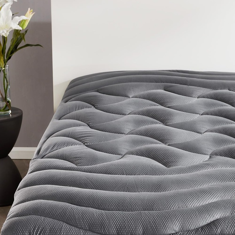 SLEEP ZONE King Mattress Topper, Cooling Queen Mattress Cover for hot Sleepers, Premium Zoned Cool Mattress Protector Breathable and Washable, Deep Pocket (Grey, King) | Bigbigmart.com