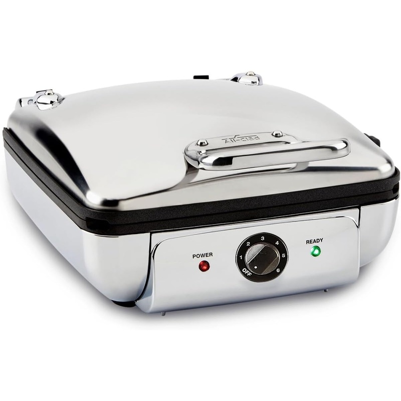 All-Clad Electrics Stainless Steel Waffle Maker 4 Section Nonstick, Upright Storage 1600 Watts 6 Browning Levels, Square, Belgium Waffle, Removable Plates, Dishwasher Safe | Bigbigmart.com