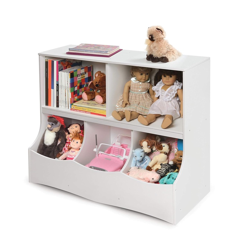 Badger Basket Multi-Bin Toy Storage Organizer and Book Shelf for Kids – Fresh White | Bigbigmart.com