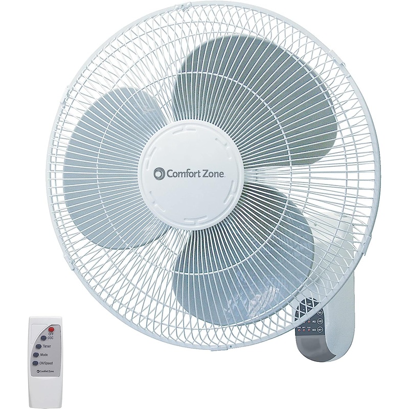 Comfort Zone 16 Quiet 3-Speed Wall Mount Fan with Remote Control, Timer and Adjustable Tilt, Ideal for Home, Bedroom, Gym & Office, CZ16WR | Bigbigmart.com