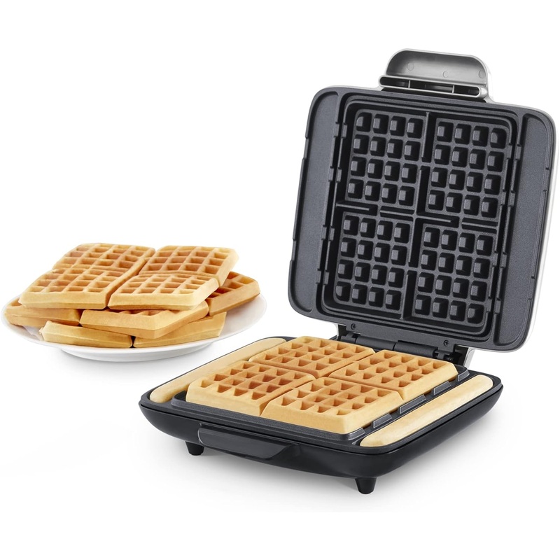 DASH No-Drip Waffle Maker – Four Waffle Molds, Nonstick Waffle Iron with Quick Heat-Up, Nonstick Surface – Perfect Waffle Maker for Kids and Families, Just Add Batter | Bigbigmart.com
