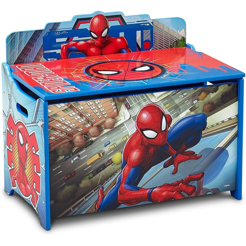 Delta Children Deluxe Toy Box, Spider-Man | Bigbigmart.com