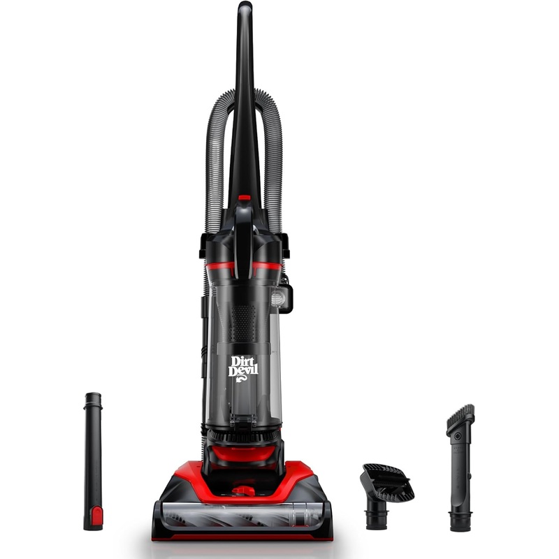 Dirt Devil Multi-Surface Extended Reach+ Bagless Upright Vacuum Cleaner Machine, for Carpet and Hard Floor, Height Adjustment, Powerful Suction with Versatile Tools, Lightweight, UD76300V, Red | Bigbigmart.com