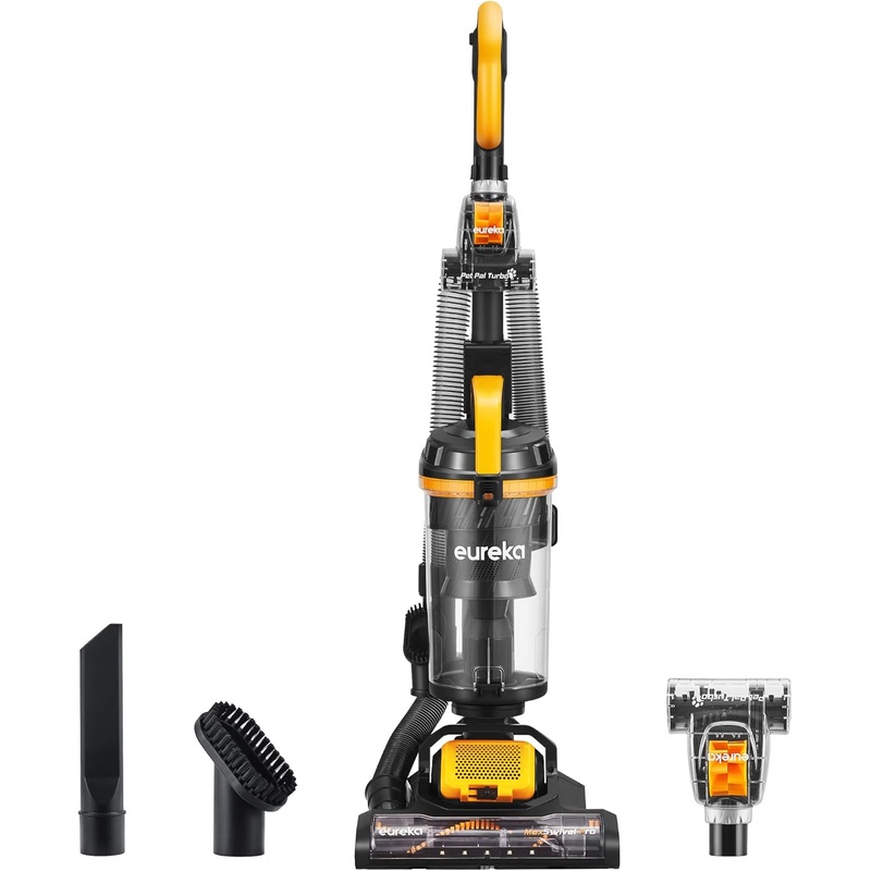 Eureka Powerful Carpet and Floor, Household Cleaner for Home Bagless Lightweight Upright Vacuum, MaxSwivel Pro NEU350 with Pet Tool, Yellow | Bigbigmart.com