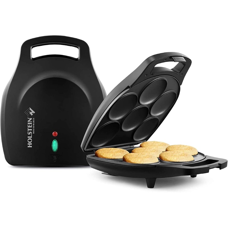 Holstein Housewares Non-Stick 6-Section Multi-Food Maker – Arepas, Mini Pancakes, Corncakes and More, 6-PC, Matte Black | Bigbigmart.com