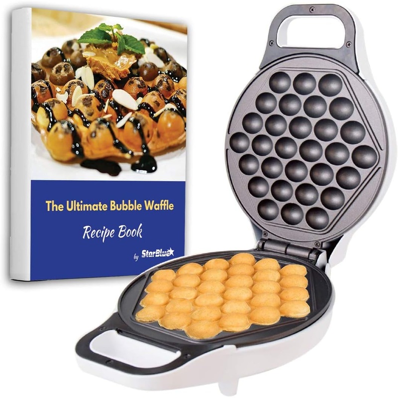 Hong Kong Egg Waffle Maker by StarBlue with BONUS recipe e-book – Make Hong Kong Style Bubble Egg Waffle in 5 minutes AC 120V, 60Hz 760W | Bigbigmart.com