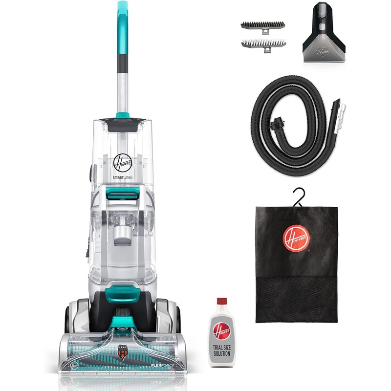 Hoover SmartWash+ Automatic Carpet Cleaner Machine, for Carpet and Upholstery, Deep Cleaning Carpet Shampooer, Carpet Deodorizer and Pet Stain Remover FH52000, Turquoise | Bigbigmart.com