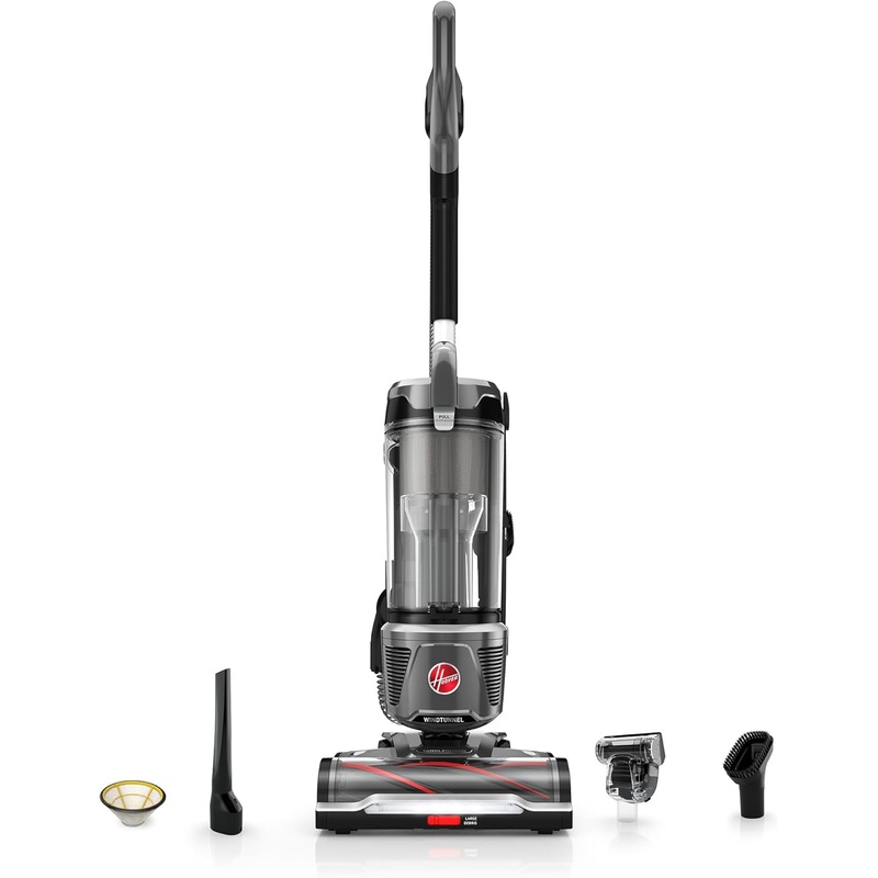 Hoover WindTunnel Tangle Guard Bagless Upright Vacuum Cleaner Machine, for Carpet and Hard Floor, Strong Suction with Anti-Hair Wrap, HEPA Media Filtration, Lightweight, UH77100V, Gray | Bigbigmart.com