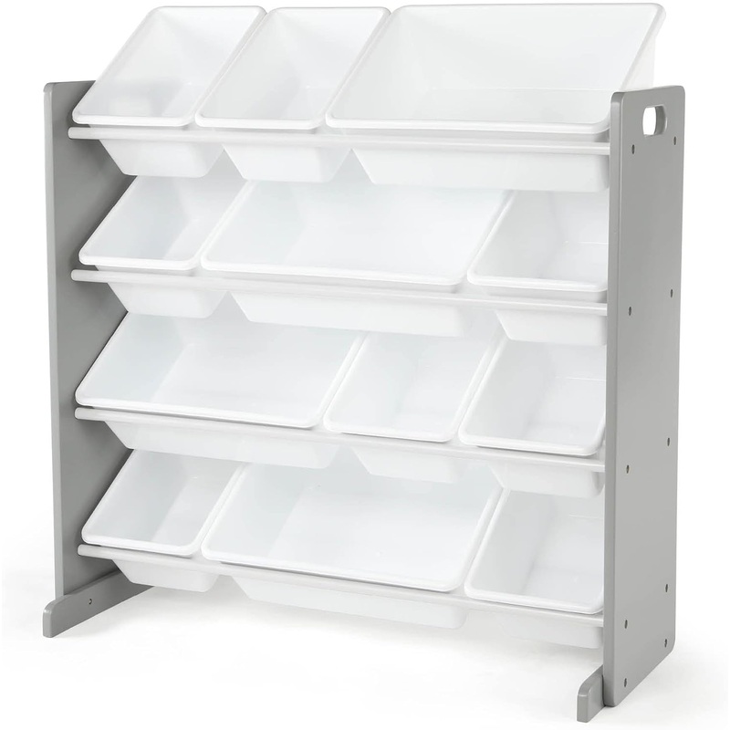Humble Crew, Grey/White Kids Toy Organizer with 12 Storage Bins, Toddler | Bigbigmart.com