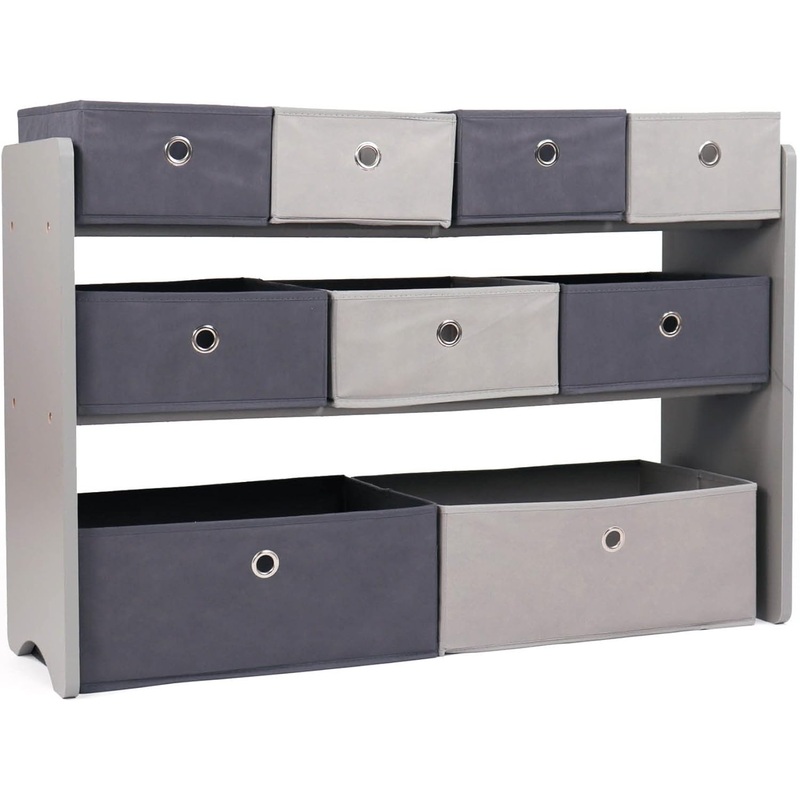 Humble Crew Kids Toy Organizer with 9 Storage Fabric Bins, Grey | Bigbigmart.com