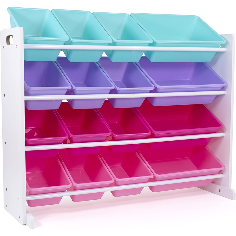 Humble Crew, White/Blue/Pink/Purple Extra-Large Toy Organizer, 16 Storage Bins | Bigbigmart.com