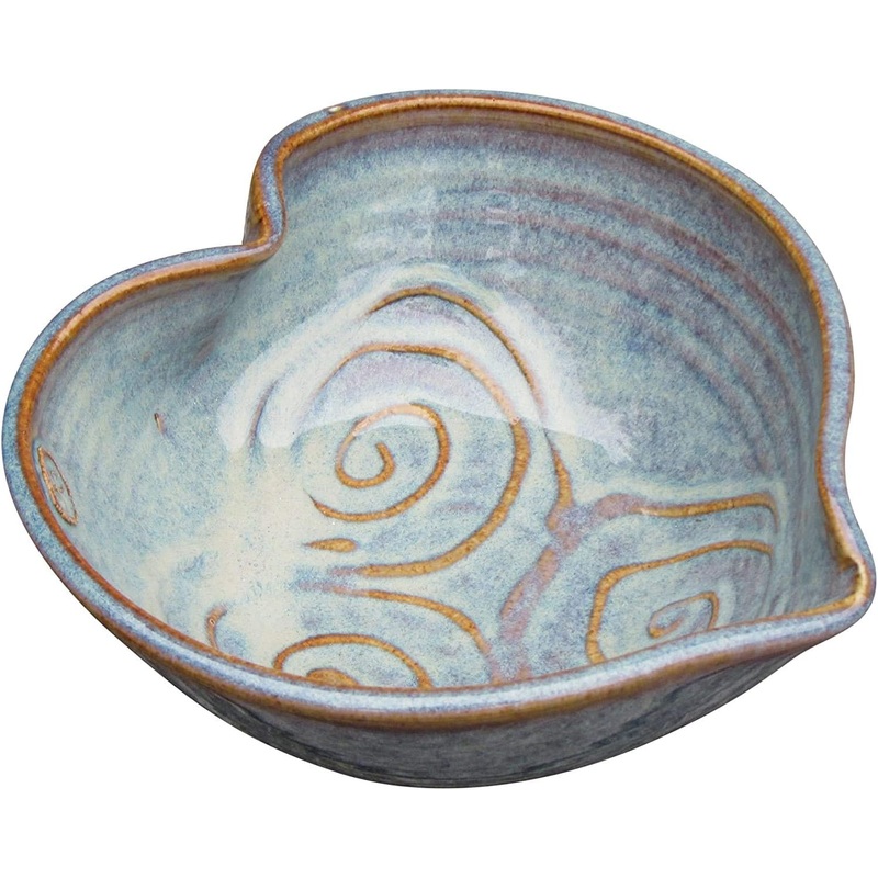 Ireland Irish Pottery Bowl Hand-Glazed, Heart Shaped Design 6 Diameter by 2 Height with Celtic Spiral Motif | Bigbigmart.com
