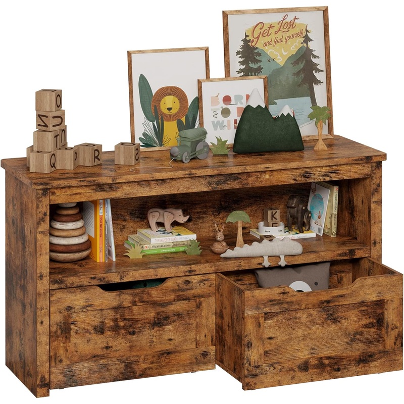 IRONCK Toy Storage Organizer for Boys and Girls with Drawers, Floor Toy Box with Wheels and Shelf, Storage Chest for Nursery, Playroom, and Bedroom, Vintage Brown | Bigbigmart.com