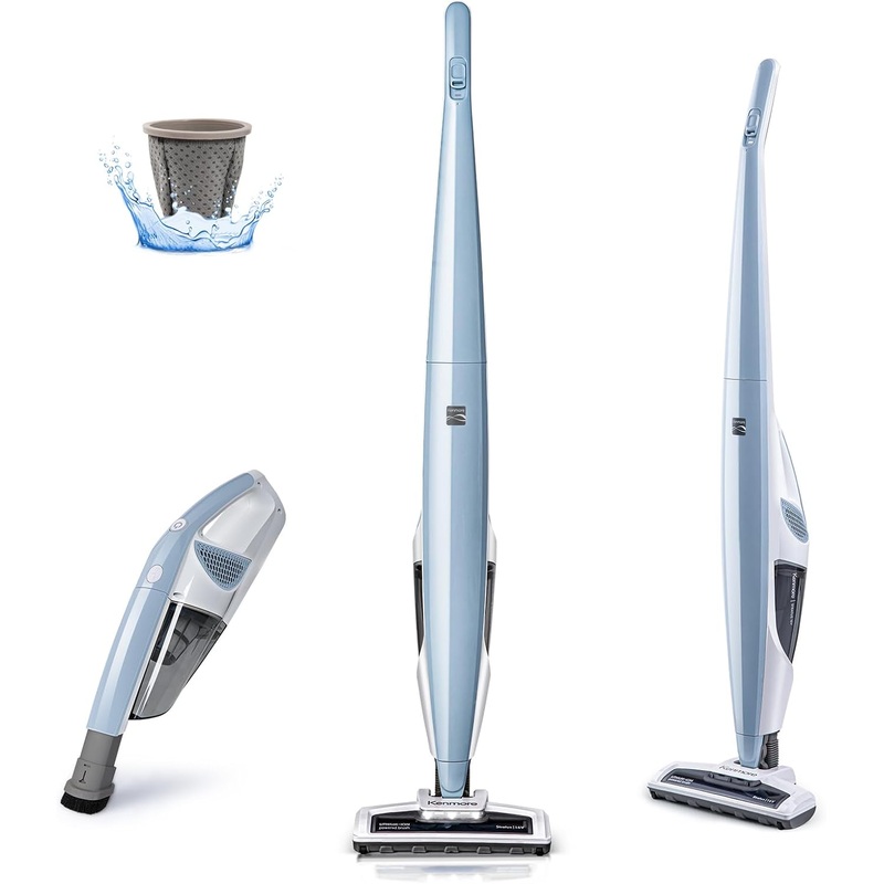 Kenmore DS1020 16V Cordless Stick Vacuum Lightweight 2-in-1 Handheld, LED Headlight with 2-Speed Power Control for Hardwood Floor, Carpet & Pet Hair, 16 Volts, Gray-Blue | Bigbigmart.com
