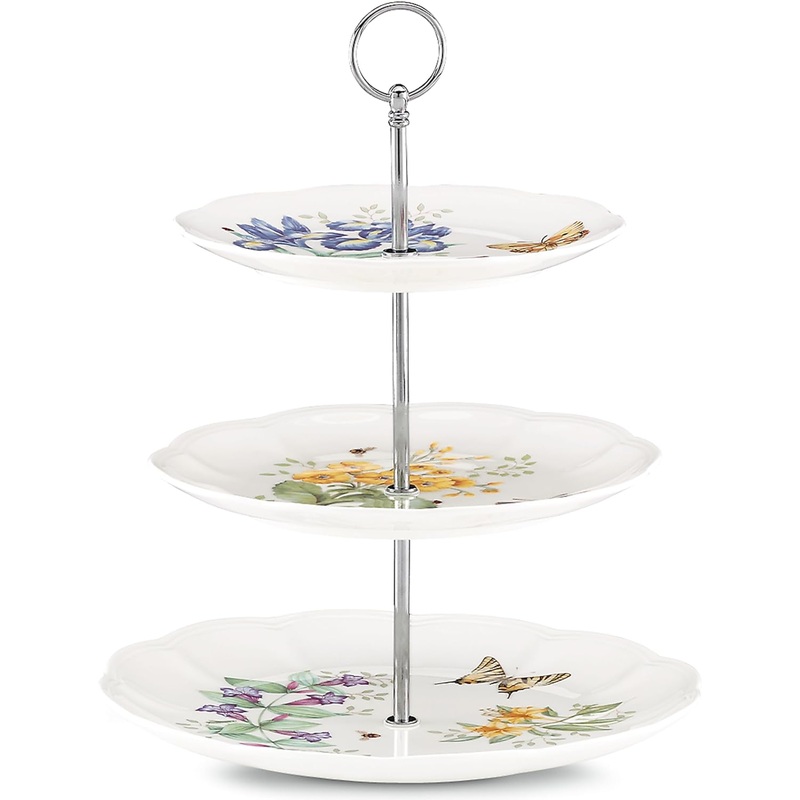 Lenox Butterfly Meadow 3-Tiered Server, 4.10 LB, Multi | Bigbigmart.com