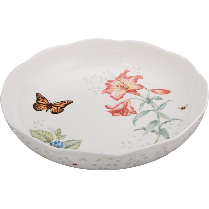 Lenox Butterfly Meadow Low Serve Bowl, White | Bigbigmart.com