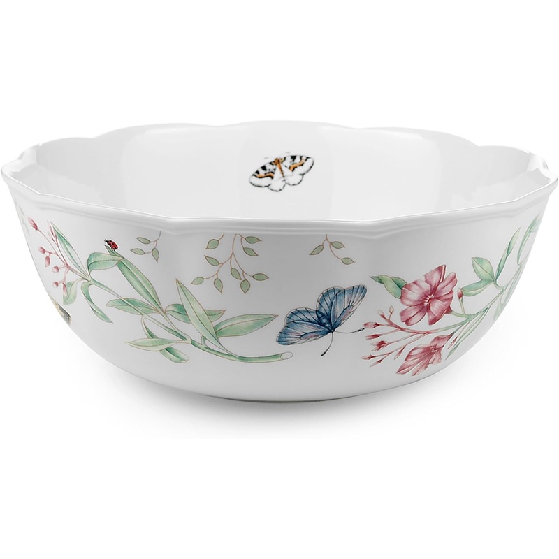 Lenox Butterfly Meadow Serving Bowl , white body | Bigbigmart.com